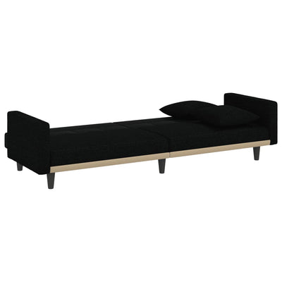 vidaXL Sofa Bed with Cushions Black Fabric