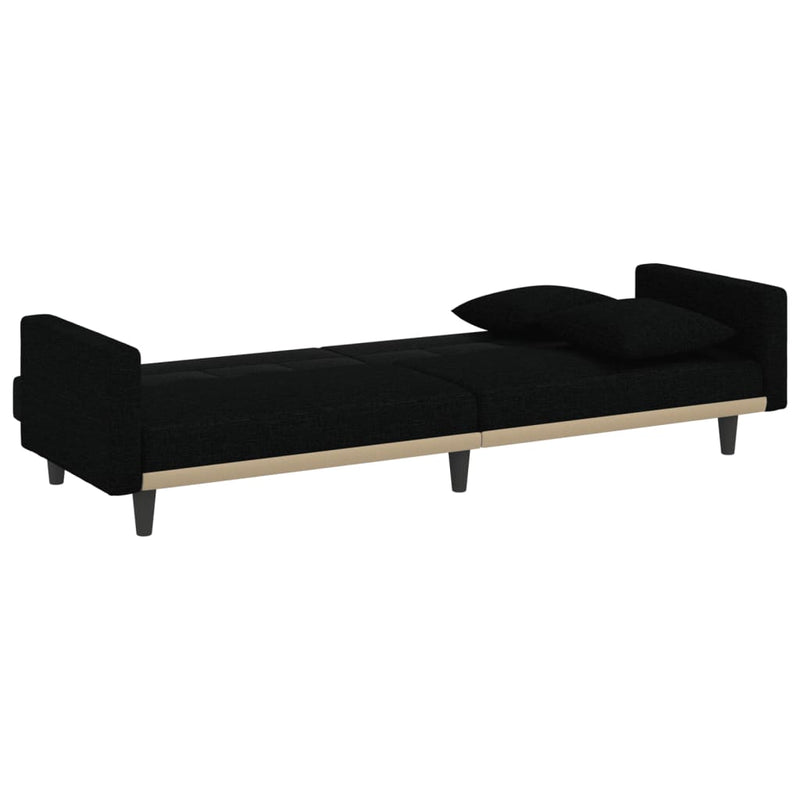 vidaXL Sofa Bed with Cushions Black Fabric
