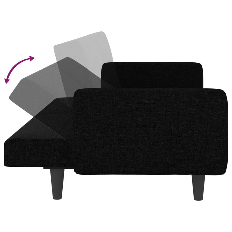 vidaXL Sofa Bed with Cushions Black Fabric