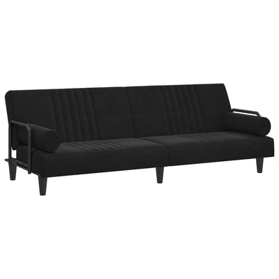 vidaXL Sofa Bed with Armrests Black Velvet