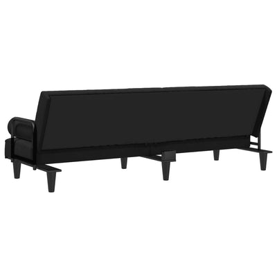 vidaXL Sofa Bed with Armrests Black Velvet