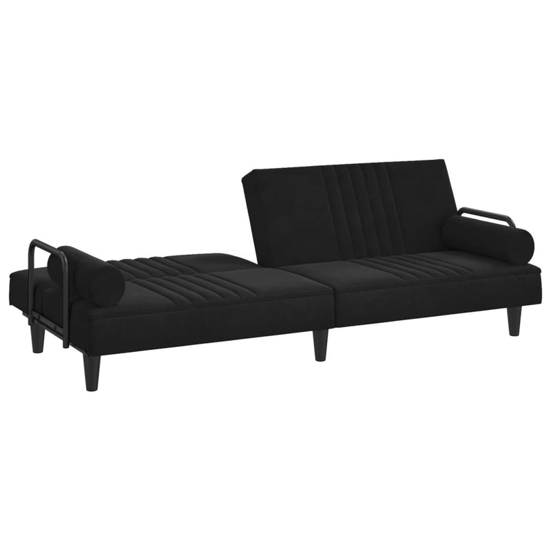 vidaXL Sofa Bed with Armrests Black Velvet