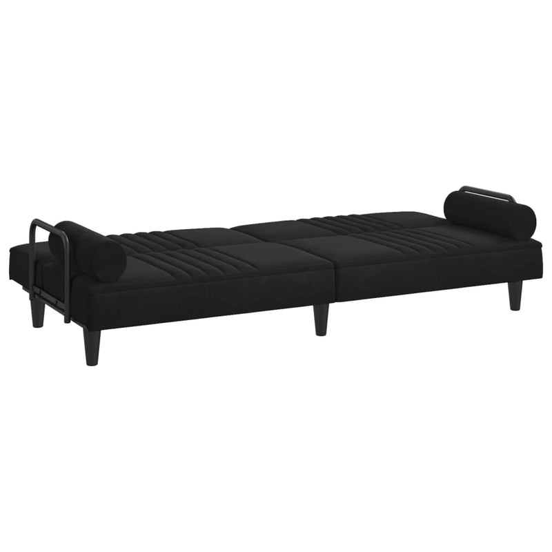 vidaXL Sofa Bed with Armrests Black Velvet