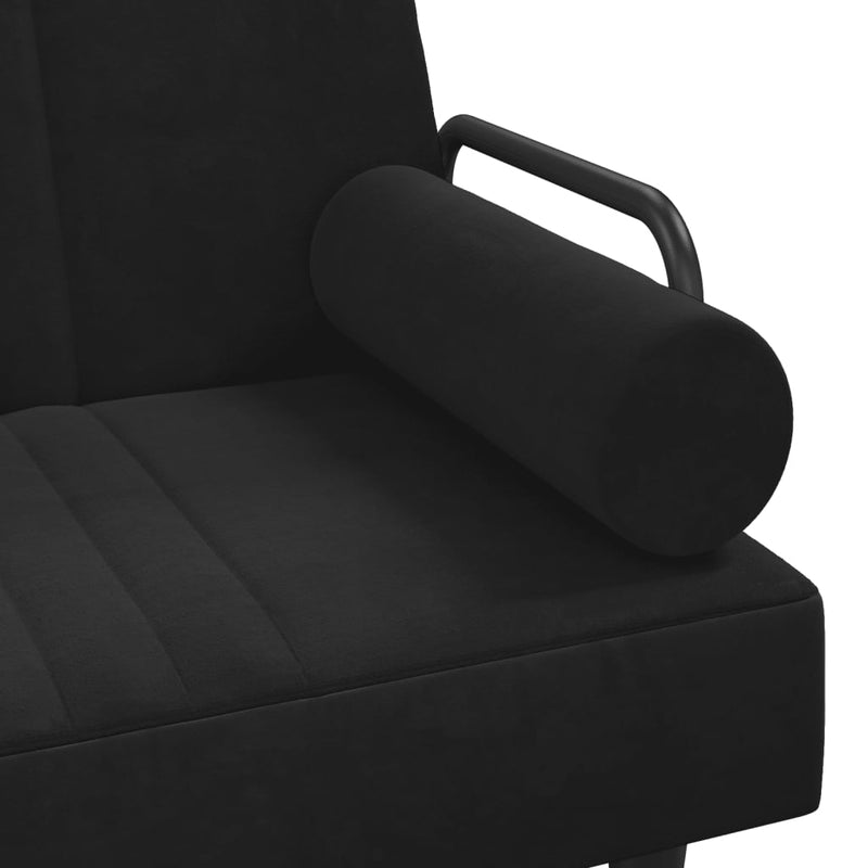 vidaXL Sofa Bed with Armrests Black Velvet