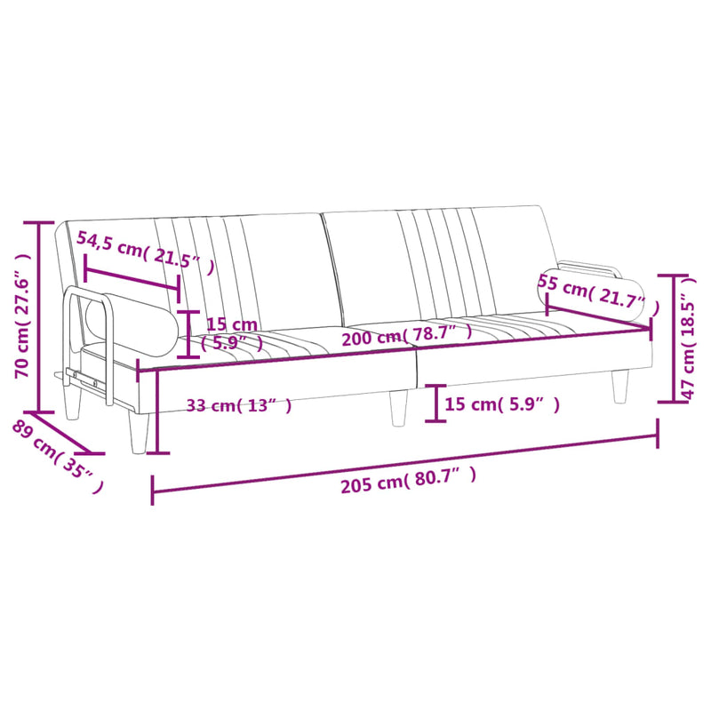 vidaXL Sofa Bed with Armrests Black Velvet