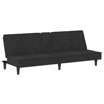 vidaXL Sofa Bed with Cup Holders Black Velvet