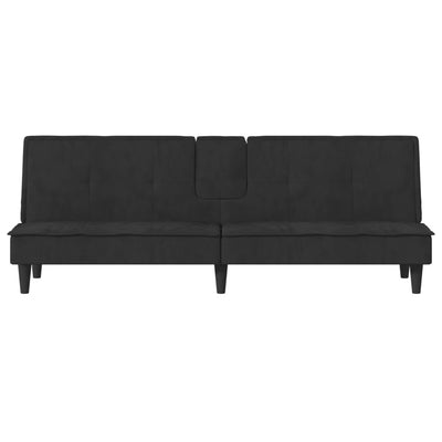 vidaXL Sofa Bed with Cup Holders Black Velvet