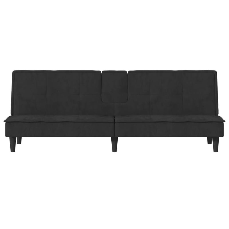 vidaXL Sofa Bed with Cup Holders Black Velvet