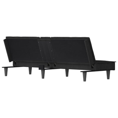 vidaXL Sofa Bed with Cup Holders Black Velvet