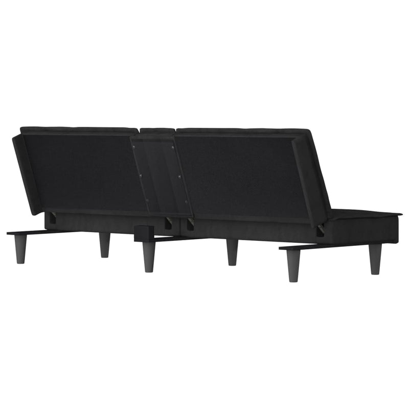 vidaXL Sofa Bed with Cup Holders Black Velvet