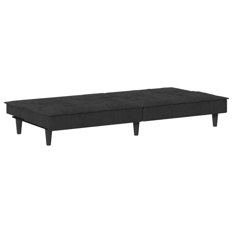 vidaXL Sofa Bed with Cup Holders Black Velvet
