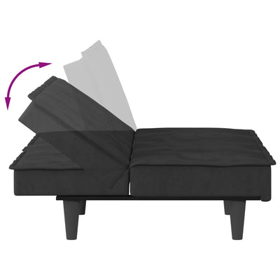 vidaXL Sofa Bed with Cup Holders Black Velvet