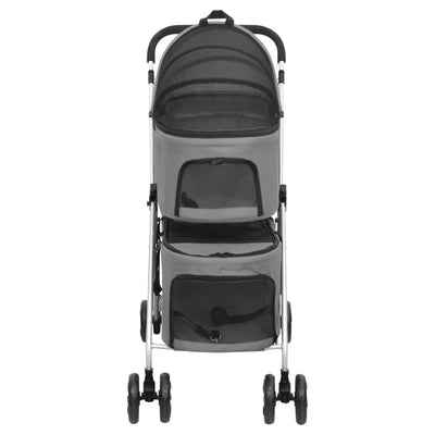vidaXL 2-Layers Folding Dog Stroller Grey 83x48x97 cm Oxford Fabric