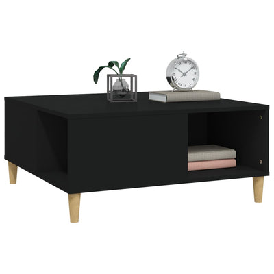 vidaXL Coffee Table Black 80x80x36.5 cm Engineered Wood