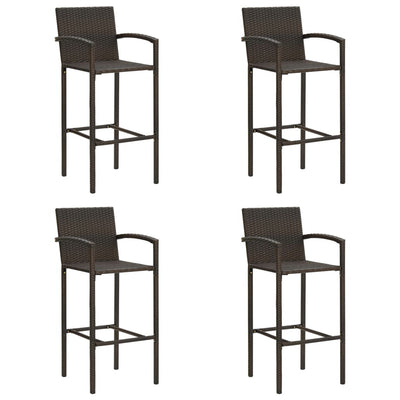 vidaXL Bar Stools 4 pcs Brown Poly Rattan