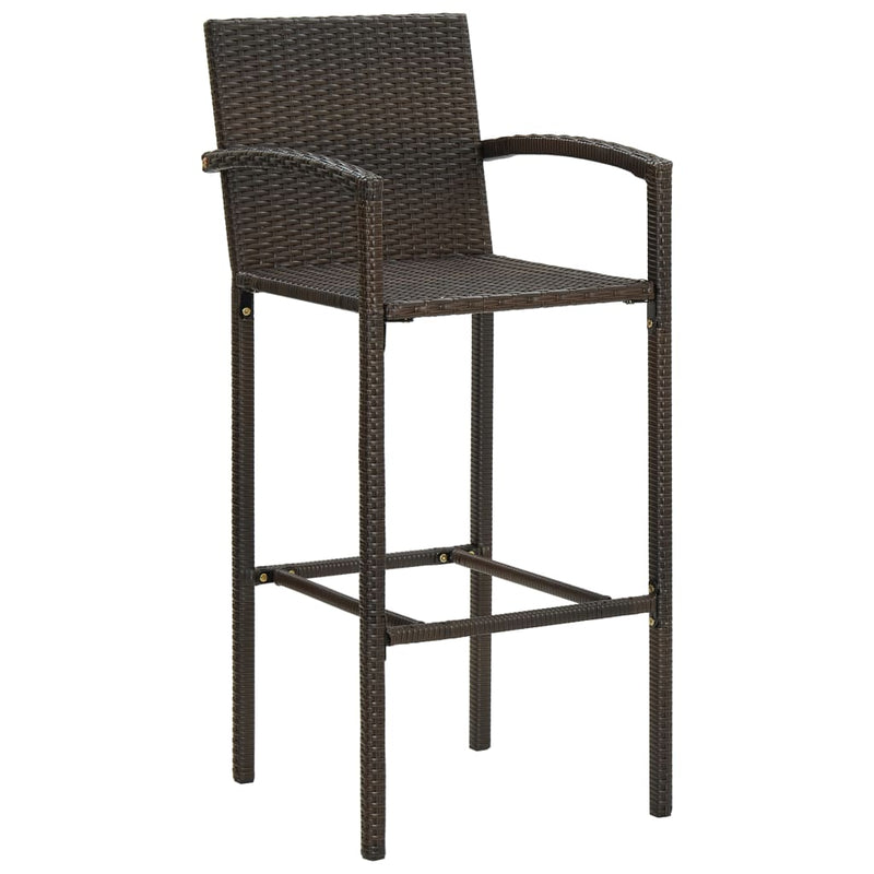 vidaXL Bar Stools 4 pcs Brown Poly Rattan