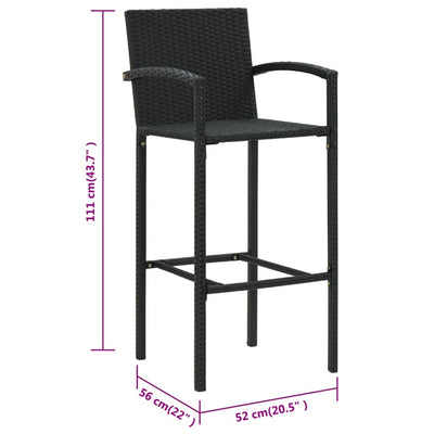 vidaXL Bar Stools 4 pcs Brown Poly Rattan