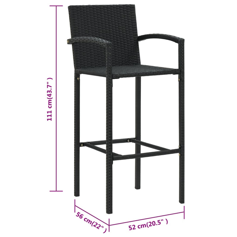 vidaXL Bar Stools 4 pcs Brown Poly Rattan