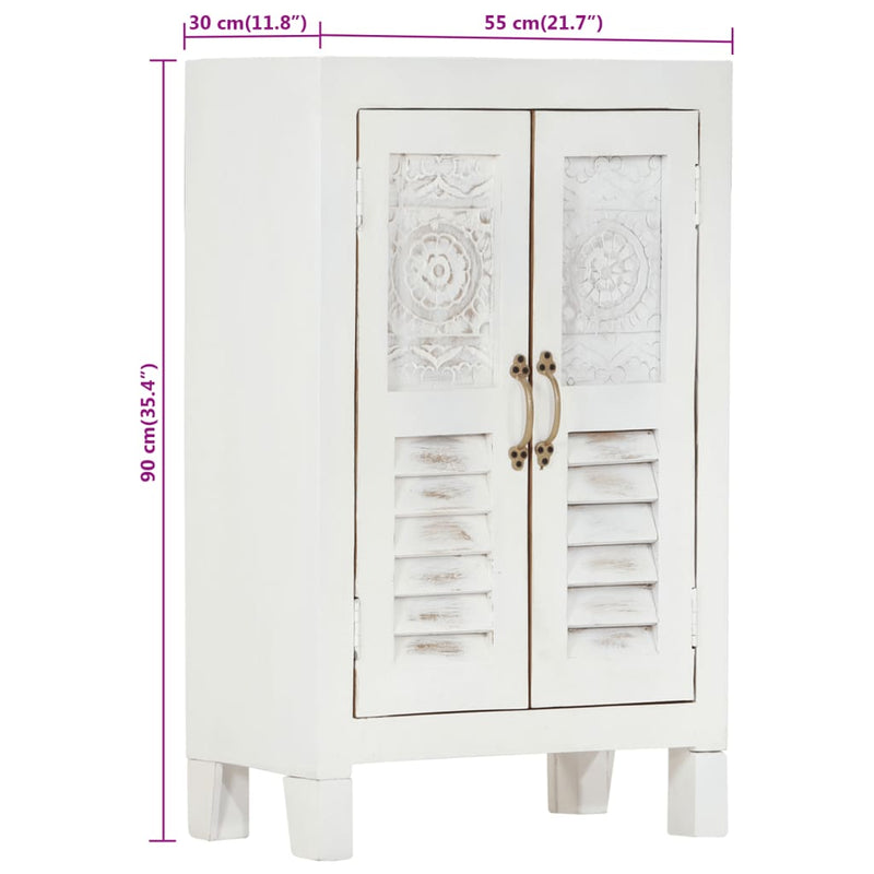 vidaXL Sideboard White 55x30x90 cm Solid Wood Acacia
