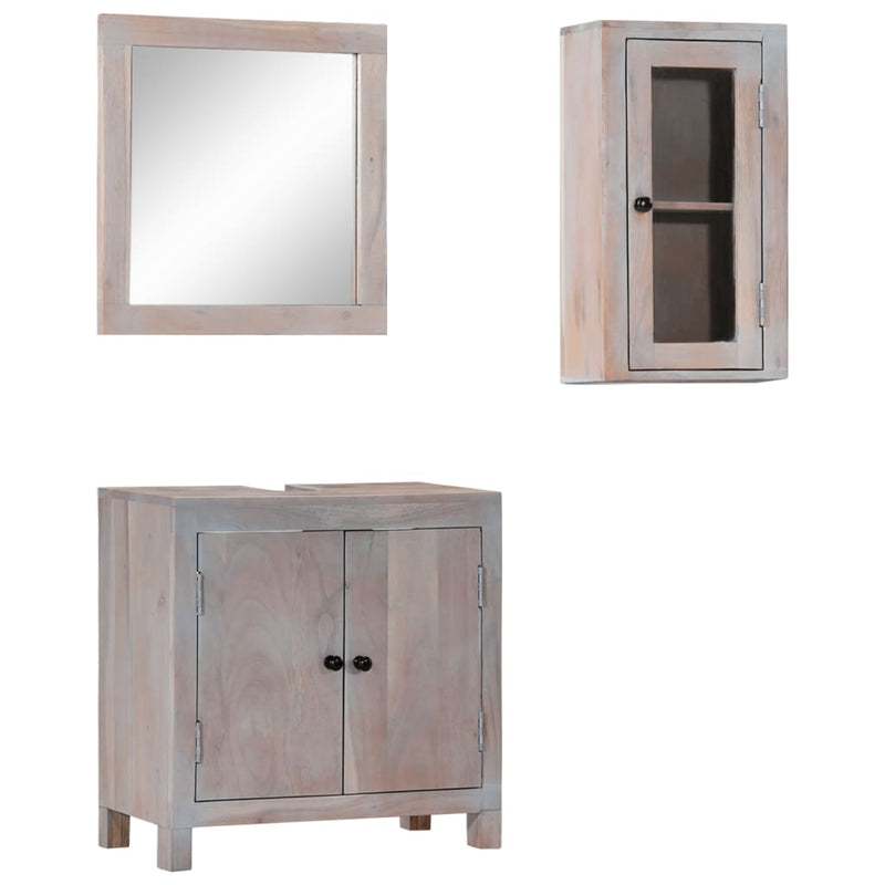 vidaXL 3 Piece Bathroom Furniture Set Solid Wood Acacia