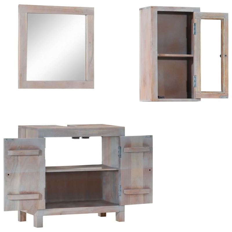 vidaXL 3 Piece Bathroom Furniture Set Solid Wood Acacia