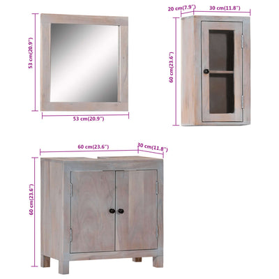 vidaXL 3 Piece Bathroom Furniture Set Solid Wood Acacia