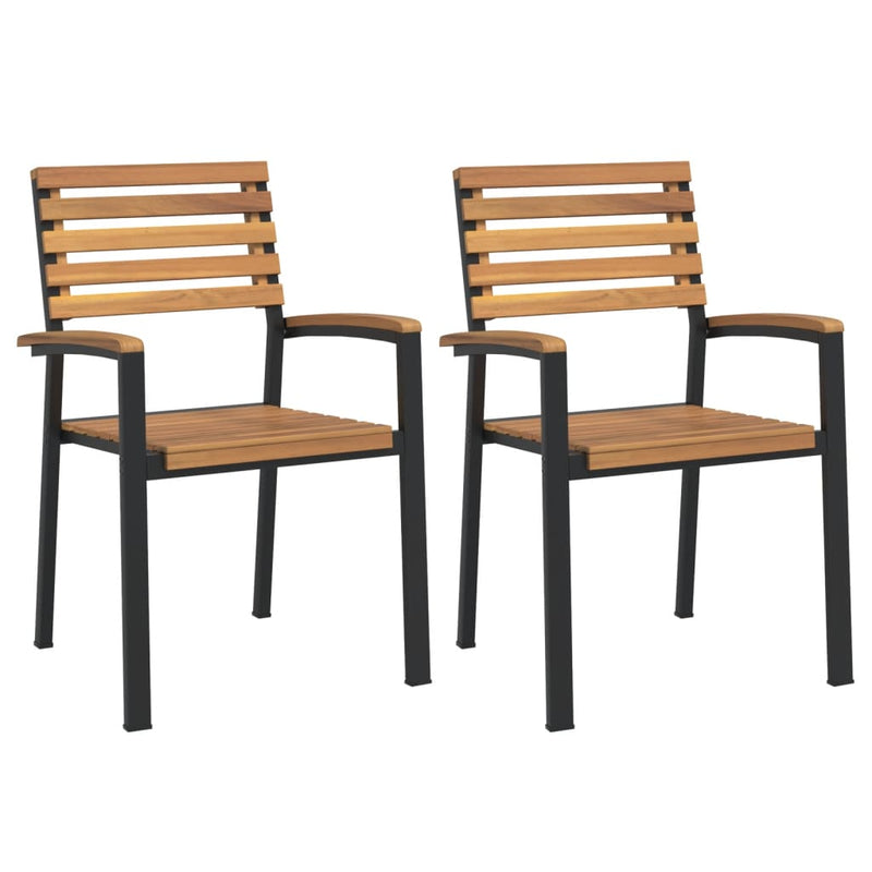 vidaXL Stackable Garden Chairs 6 pcs Solid Wood Acacia and Metal