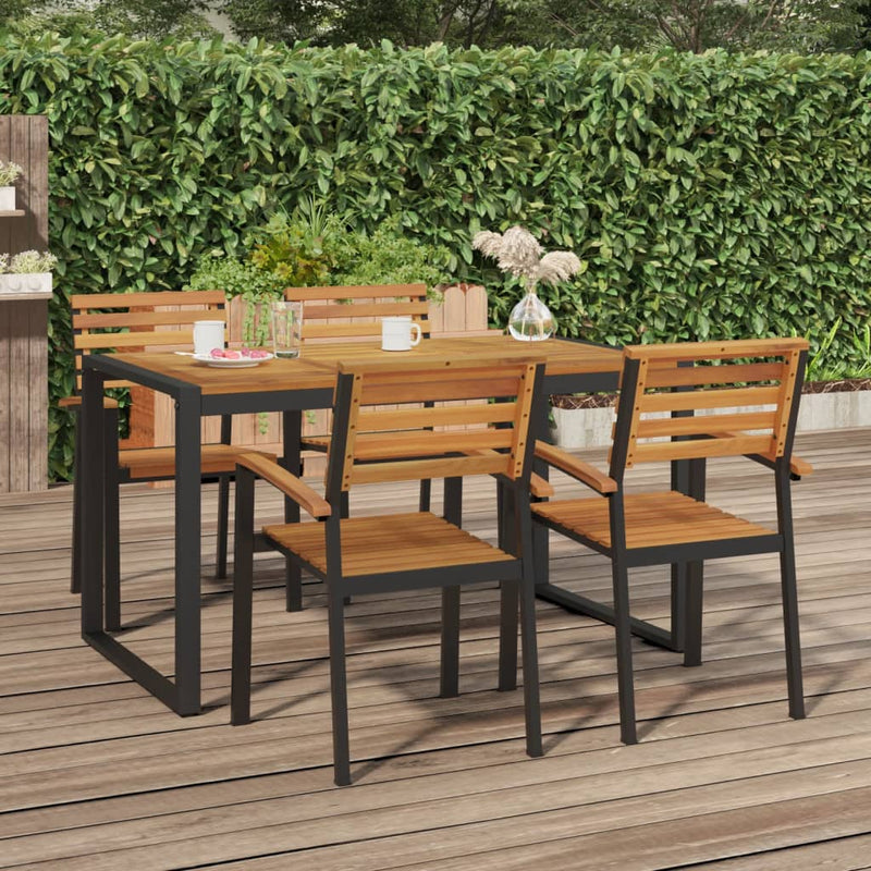 vidaXL Stackable Garden Chairs 6 pcs Solid Wood Acacia and Metal