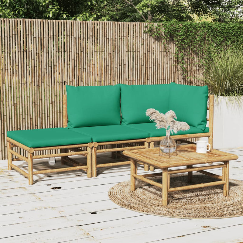 vidaXL 3 Piece Garden Lounge Set with Taupe Cushions  Bamboo