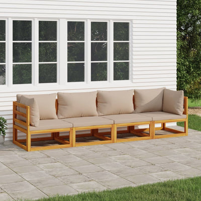 vidaXL 3 Piece Garden Lounge Set with Light Grey Cushions Solid Wood