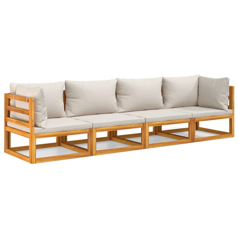 vidaXL 3 Piece Garden Lounge Set with Light Grey Cushions Solid Wood