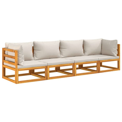 vidaXL 3 Piece Garden Lounge Set with Light Grey Cushions Solid Wood