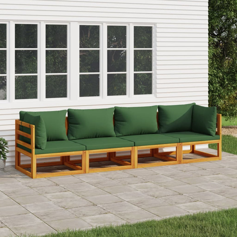 vidaXL 3 Piece Garden Lounge Set with Light Grey Cushions Solid Wood