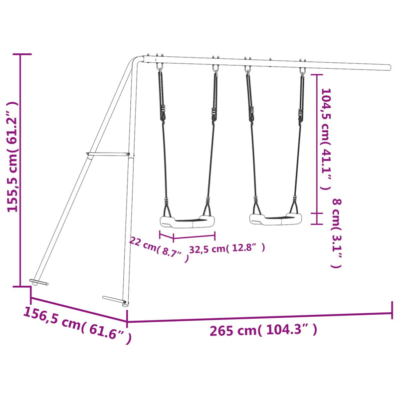 vidaXL Play Swings 2 pcs Blue 265x156.5x155.5 cm Polypropylene