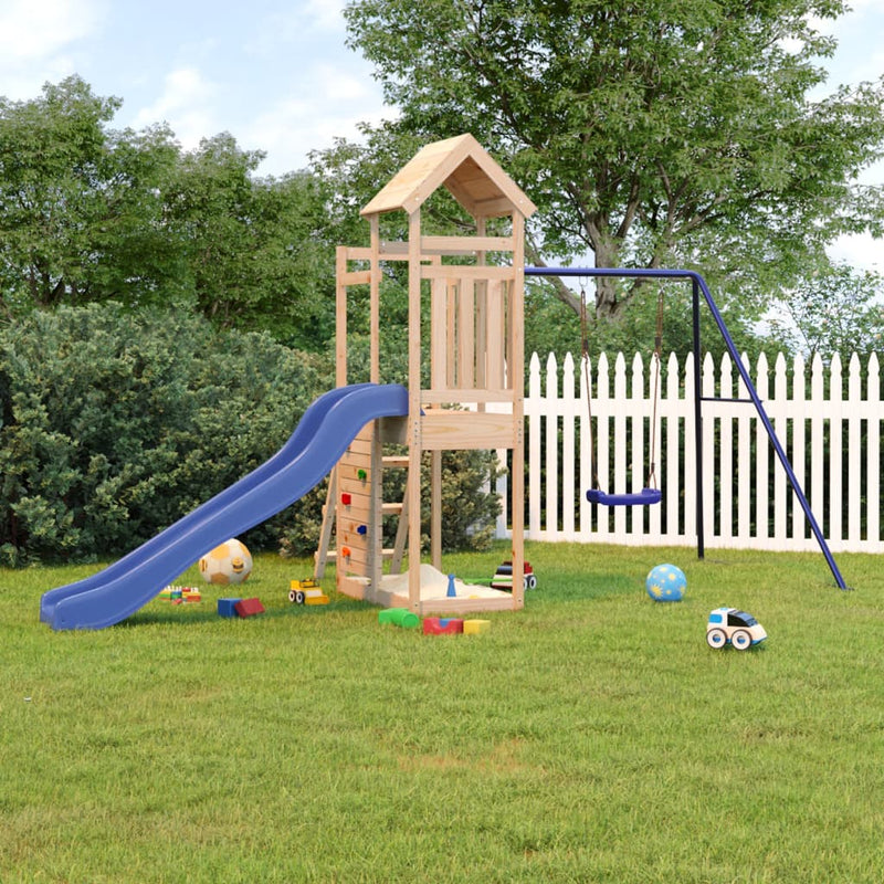 vidaXL Slide and Swing for Playhouse Blue Polypropylene