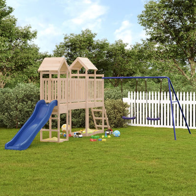 vidaXL Slide and Swings for Playhouse Blue Polypropylene