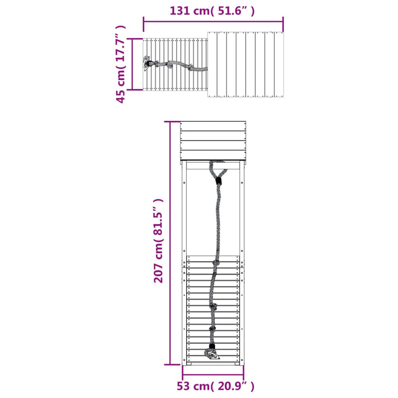 vidaXL Playhouse with Climbing Wall Solid Wood Douglas