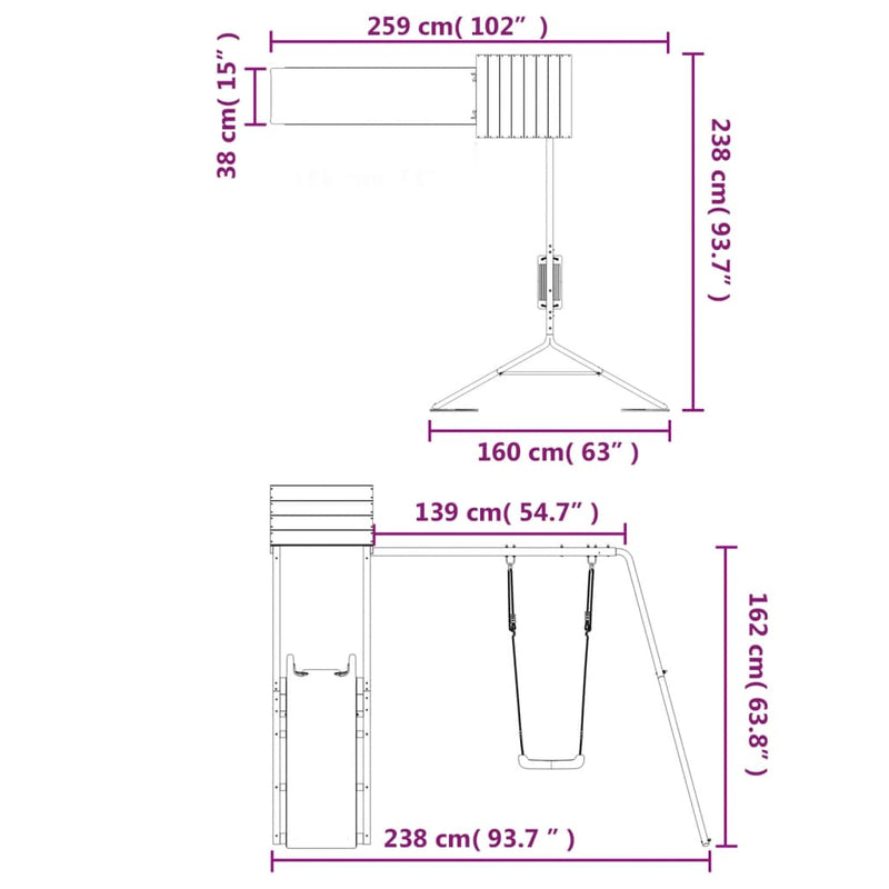 vidaXL Outdoor Playset Solid Wood Douglas