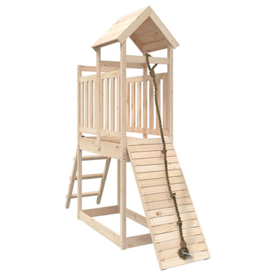 vidaXL Playhouse with Climbing Wall Solid Wood Pine
