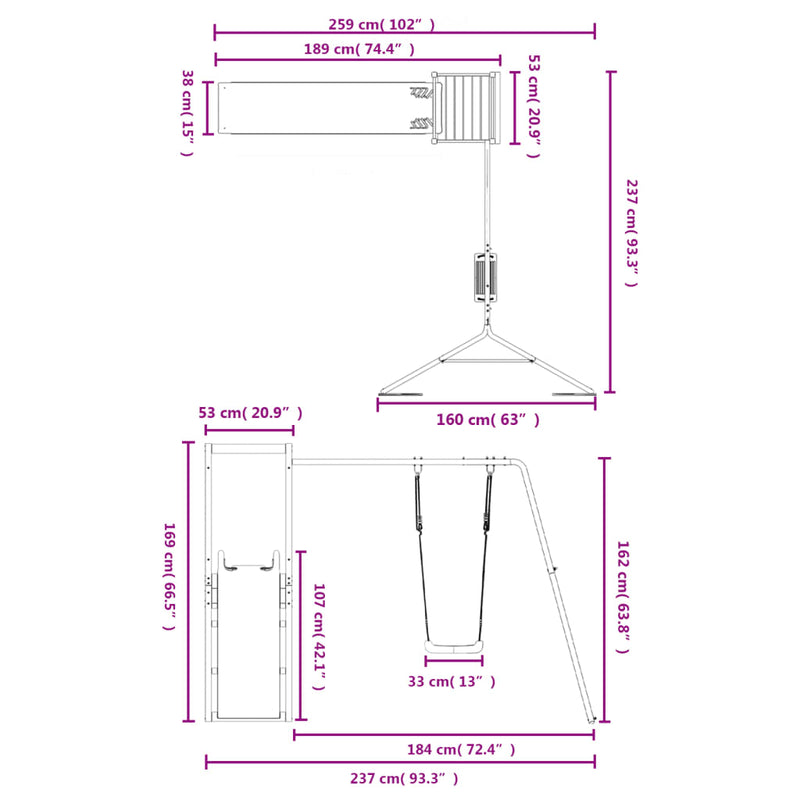 vidaXL Outdoor Playset Solid Wood Douglas