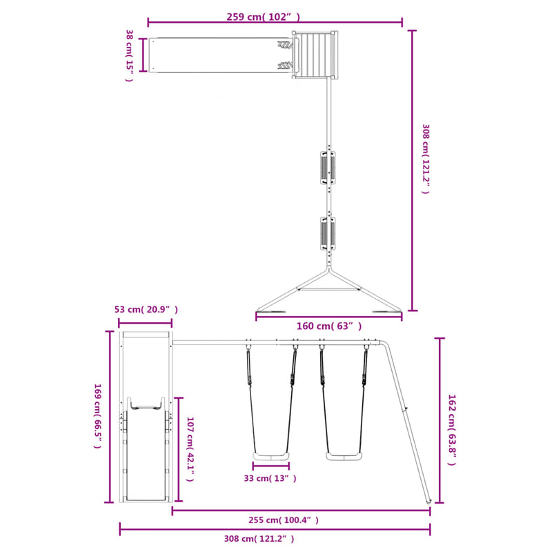 vidaXL Outdoor Playset Solid Wood Douglas