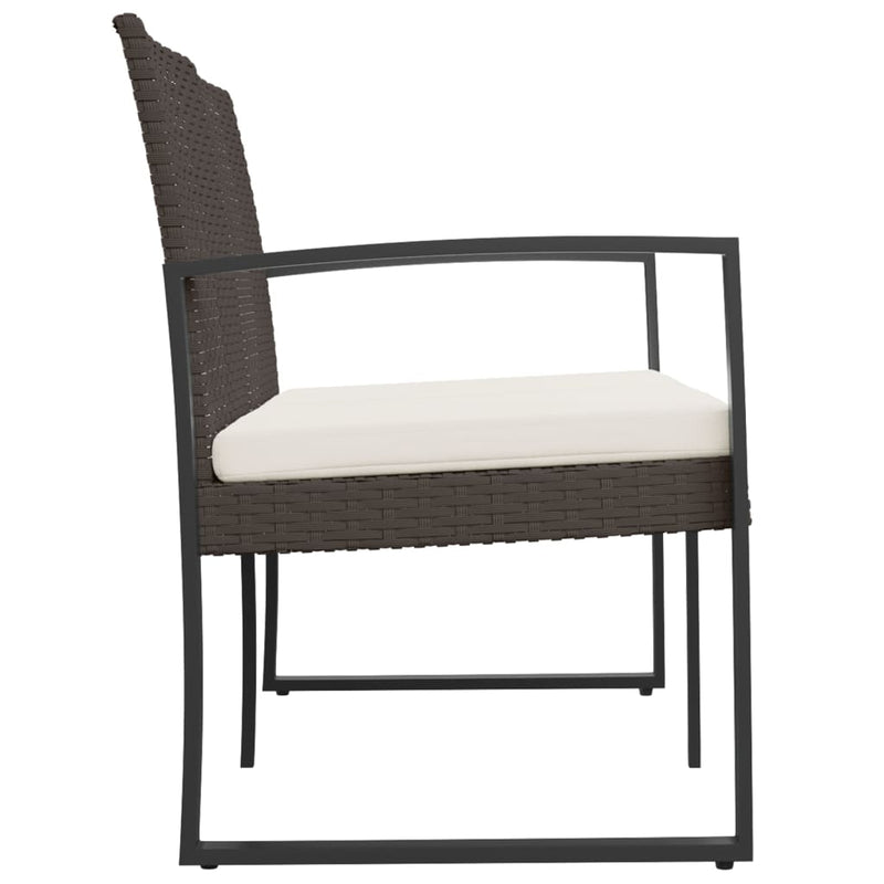 vidaXL 2-Seater Garden Bench with Cushions Black PP Rattan