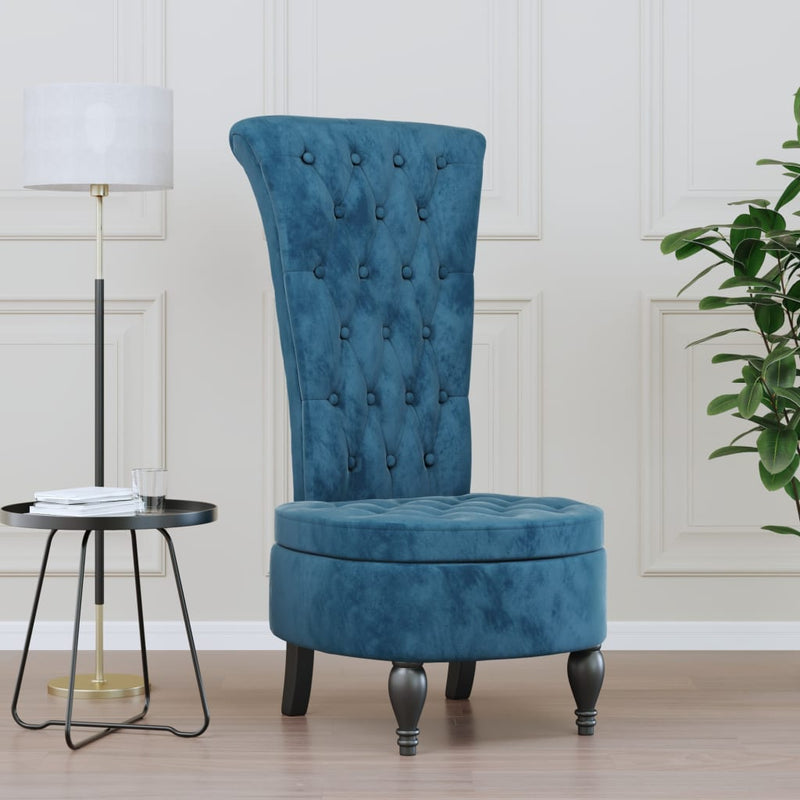 vidaXL High Back Chair Light Grey Velvet Button Design