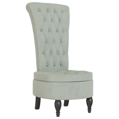 vidaXL High Back Chair Light Grey Velvet Button Design