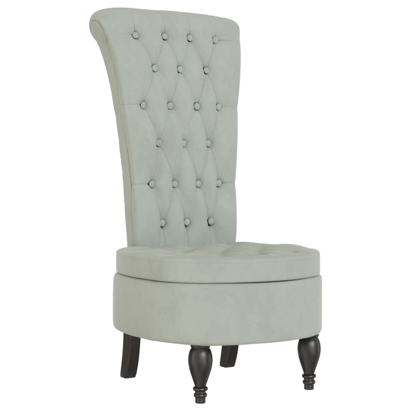 vidaXL High Back Chair Light Grey Velvet Button Design