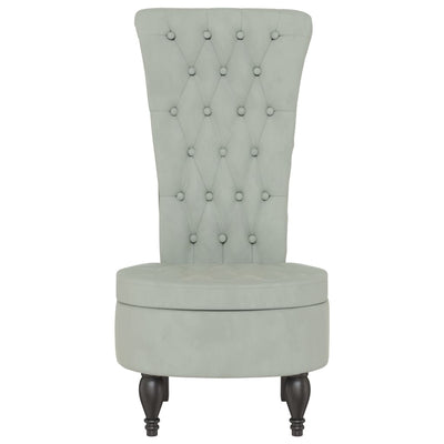 vidaXL High Back Chair Light Grey Velvet Button Design