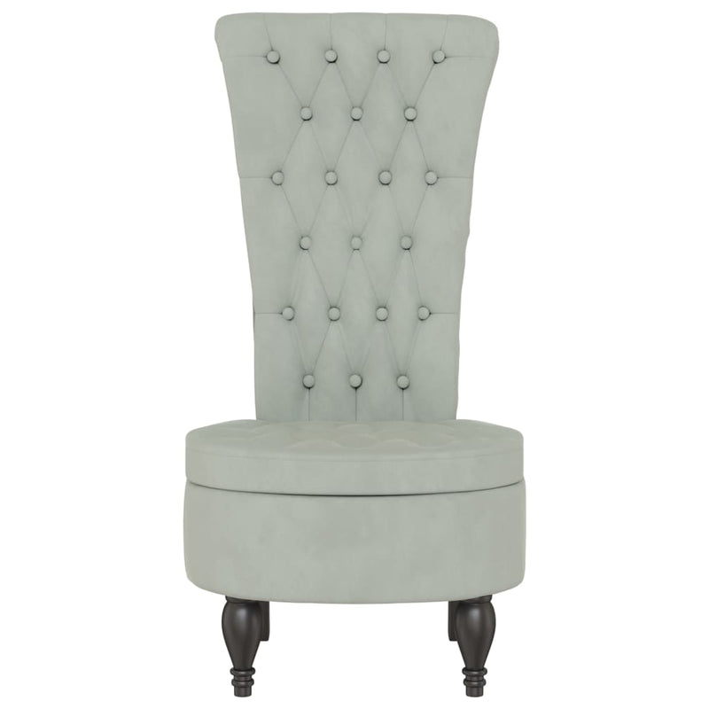 vidaXL High Back Chair Light Grey Velvet Button Design
