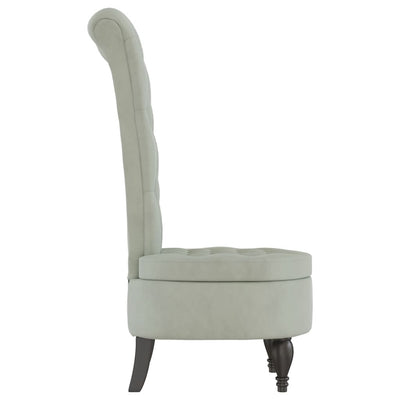 vidaXL High Back Chair Light Grey Velvet Button Design