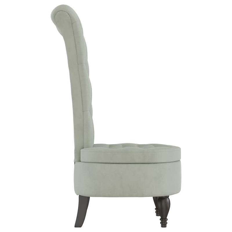 vidaXL High Back Chair Light Grey Velvet Button Design