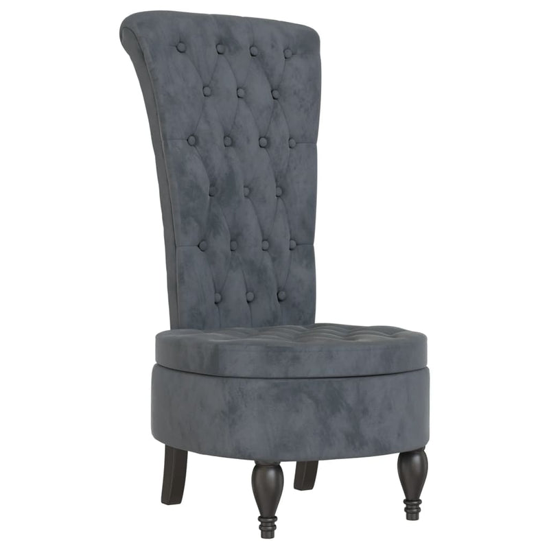 vidaXL High Back Chair Light Grey Velvet Button Design